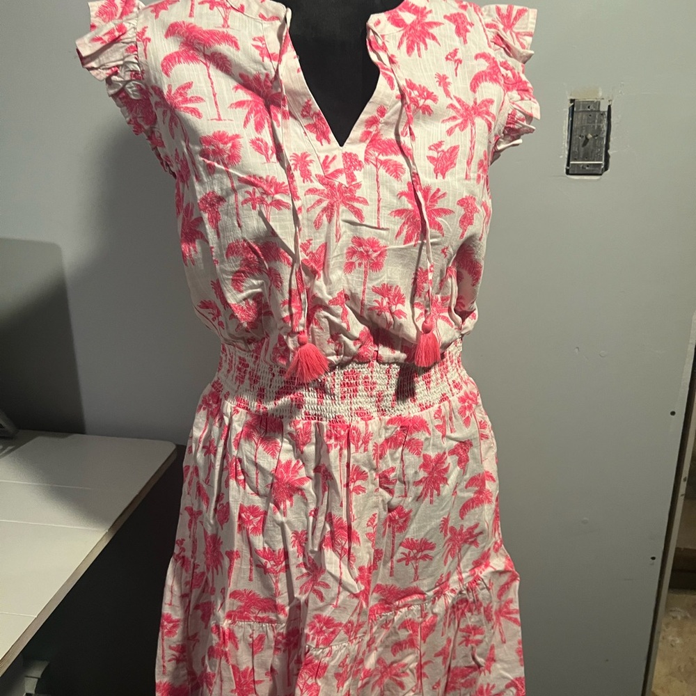 Vineyard Vines Pink and White Palm Mini Dress